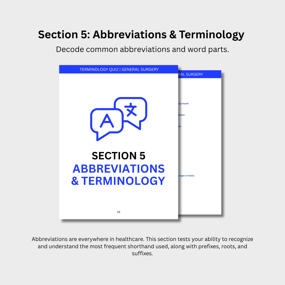 General Surgery Terminology Quiz (Digital Download)