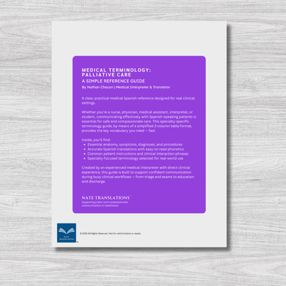 Palliative Care Medical Terminology: A Simple Reference Guide (English & Spanish)