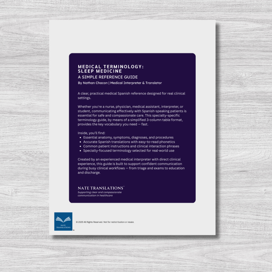 Sleep Medicine Medical Terminology: A Simple Reference Guide (English & Spanish)