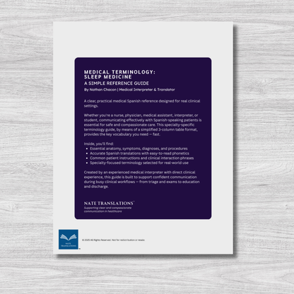 Sleep Medicine Medical Terminology: A Simple Reference Guide (English & Spanish)