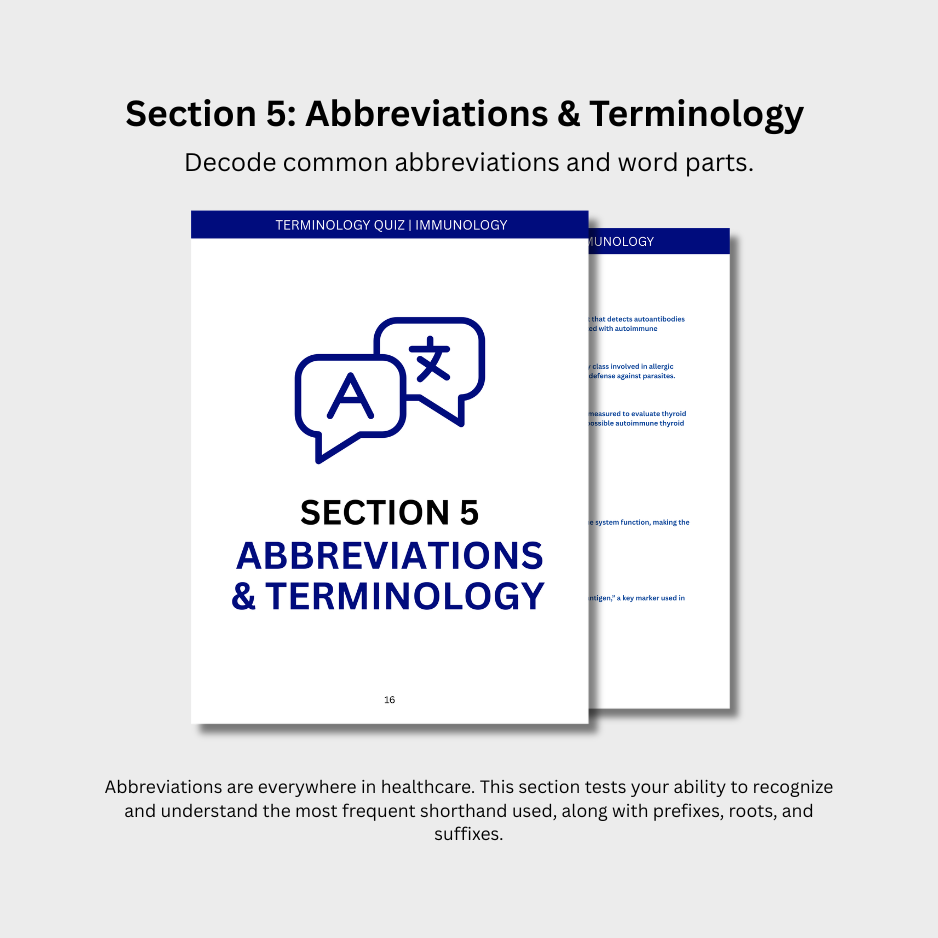 Immunology Terminology Quiz (Digital Download)