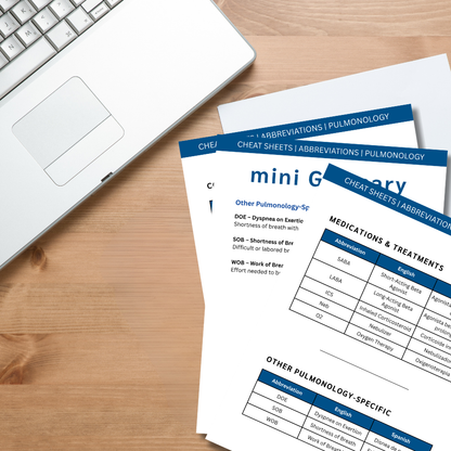 Pulmonology Medical Abbreviations Cheat Sheets (Digital Download)