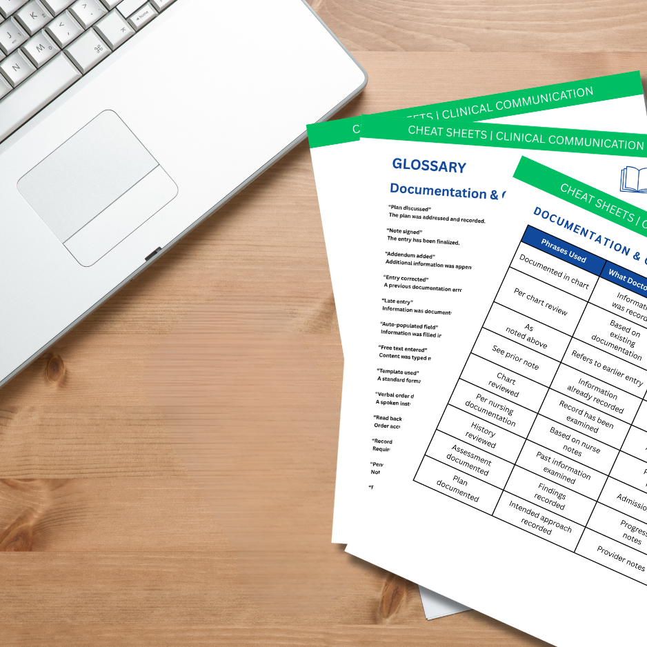 Clinical Communication & Medical Terminology Cheat Sheet (Digital Download)