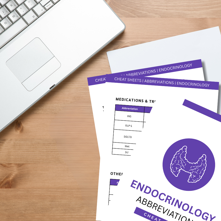 Endocrinology Medical Abbreviations Cheat Sheet (Digital Download)