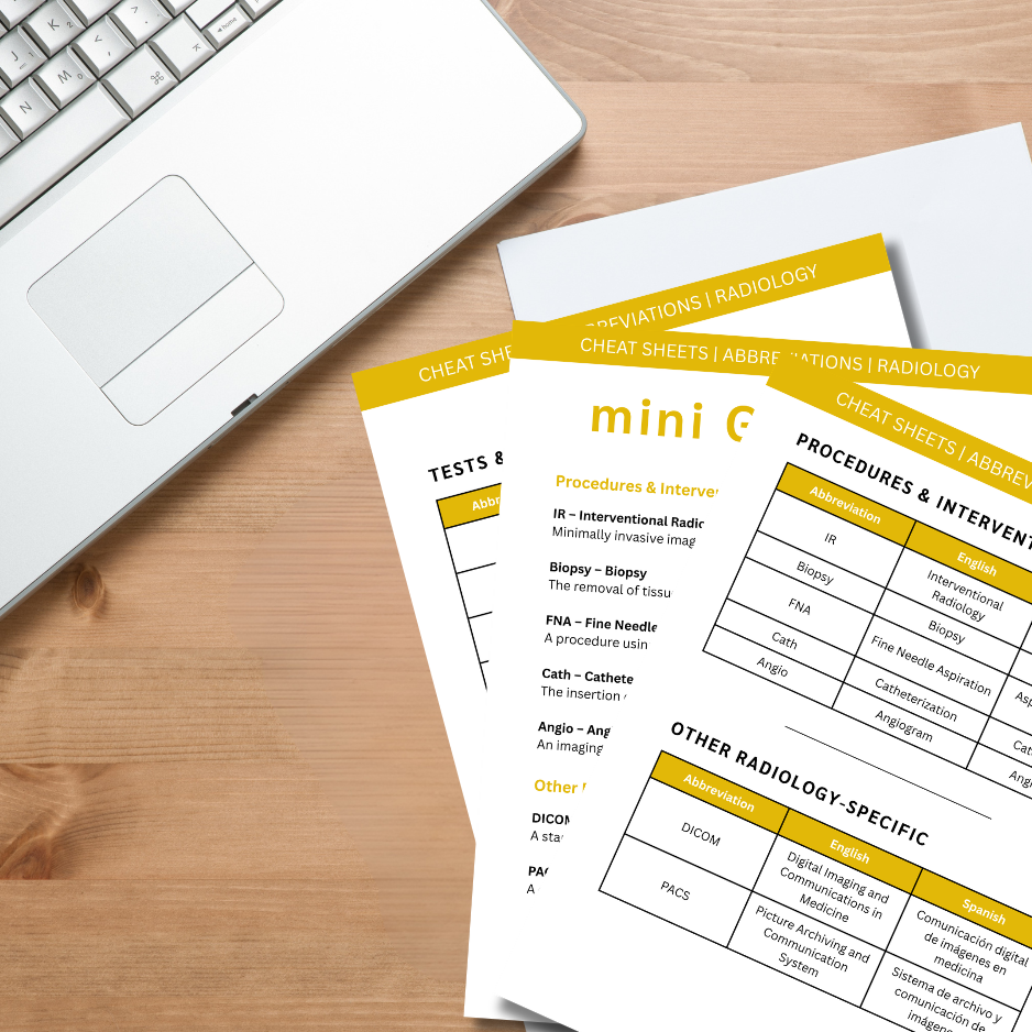 Radiology Medical Abbreviations Cheat Sheets (Digital Download)