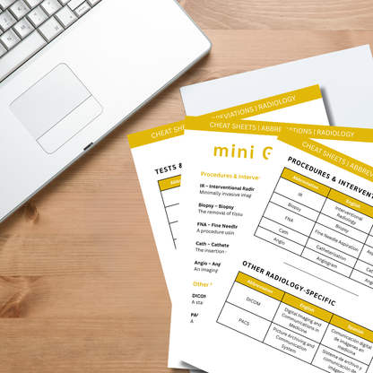 Radiology Medical Abbreviations Cheat Sheets (Digital Download)