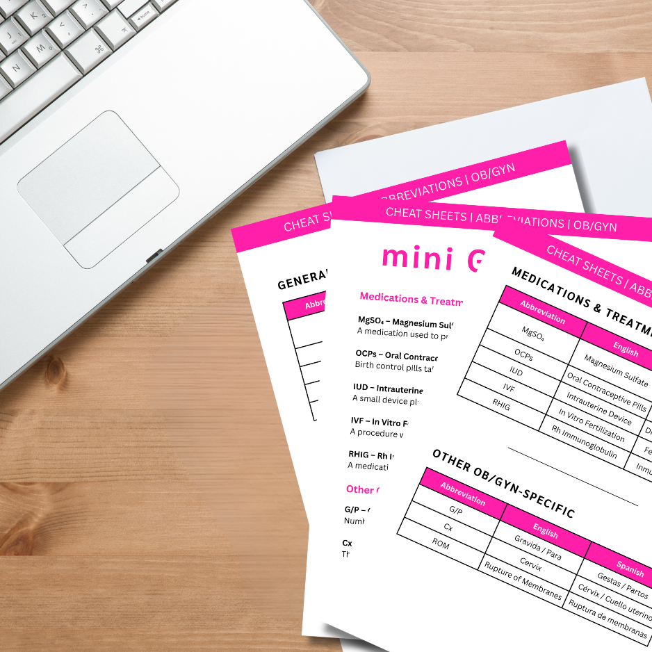 OB-GYN Medical Abbreviations Cheat Sheet (Digital Download)