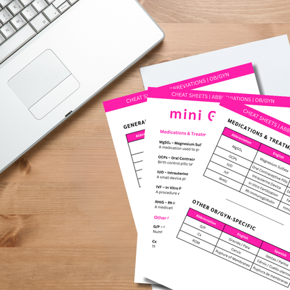 OB-GYN Medical Abbreviations Cheat Sheet (Digital Download)