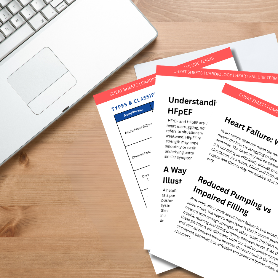 Heart Failure Management Terminology Cheat Sheets (Digital Download)