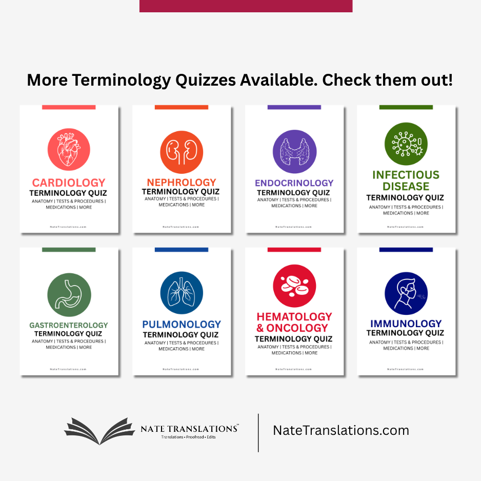 Rheumatology Terminology Quiz (Digital Download)