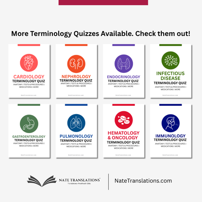 Rheumatology Terminology Quiz (Digital Download)