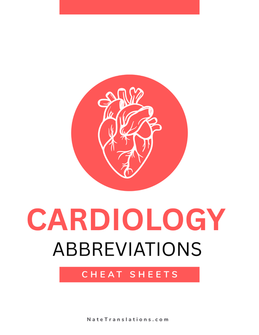 Cardiology Medical Abbreviations Cheat Sheets (Digital Download)