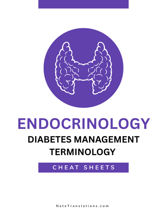 Diabetes Management Terminology Cheat Sheets (Digital Download)