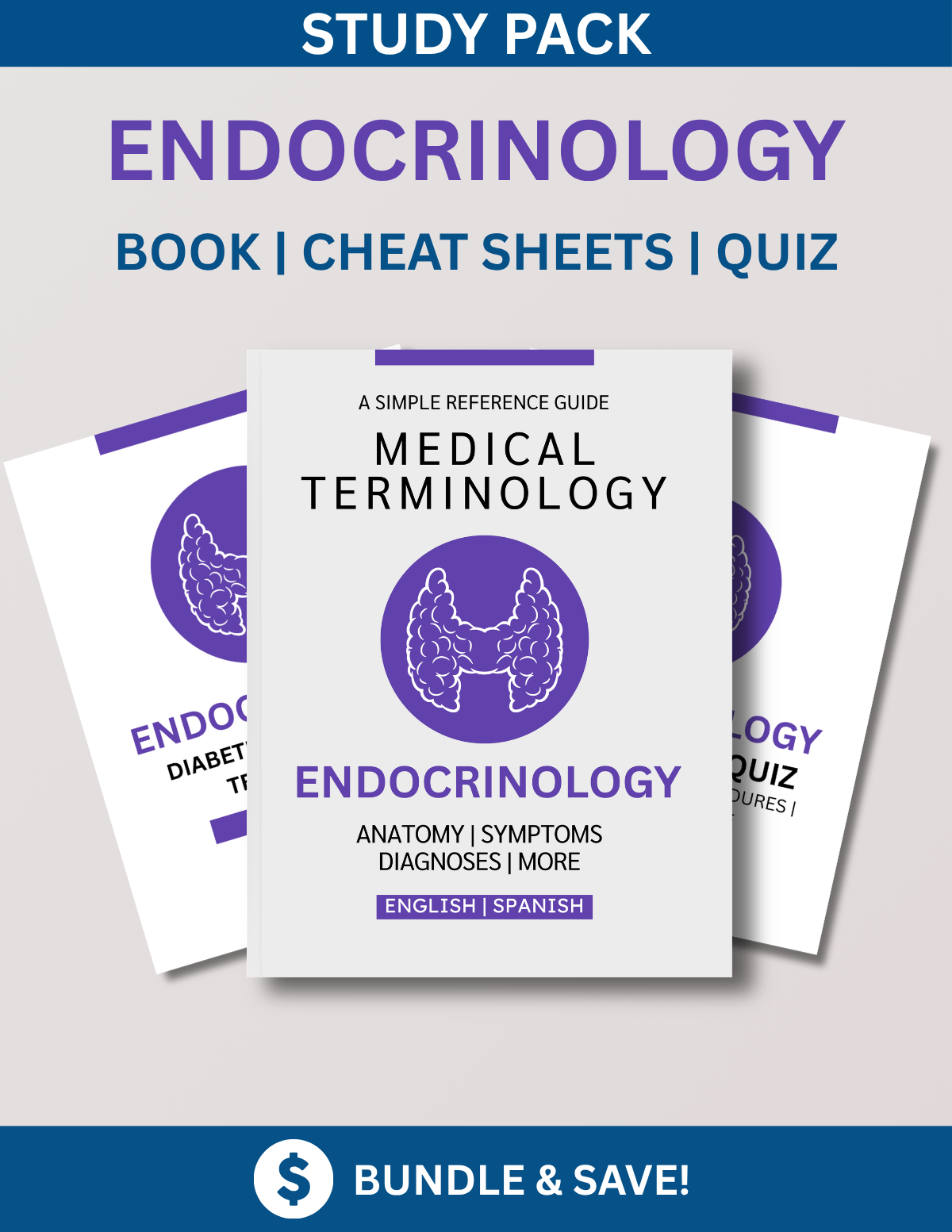 Endocrinology Study Bundle: Reference Guide, Cheat Sheets & Quiz