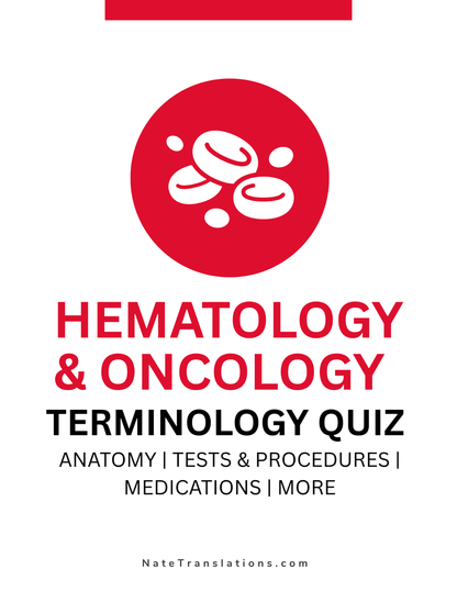 Hematology & Oncology Terminology Quiz (Digital Download)