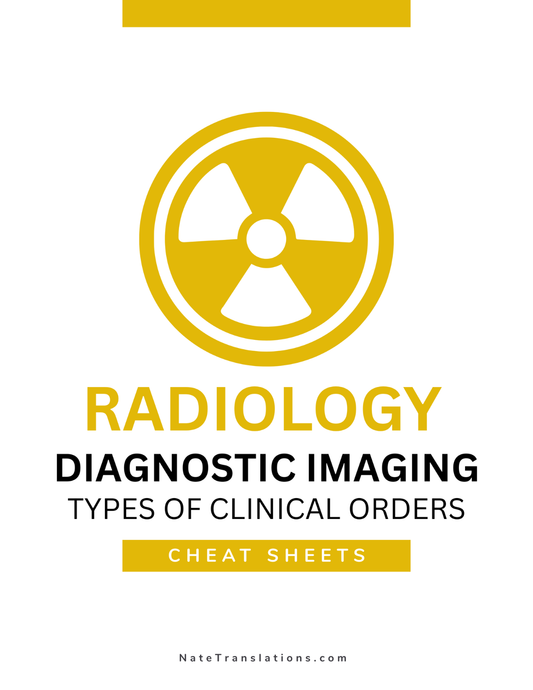 Types of Diagnostic Imaging Orders Cheat Sheets (Digital Download)