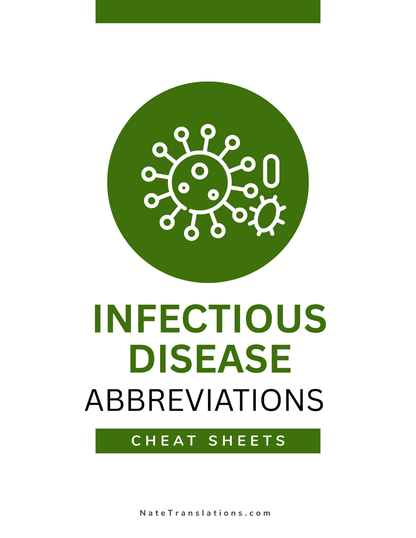 Infectious Disease Abbreviations Medical Reference Cheat Sheets