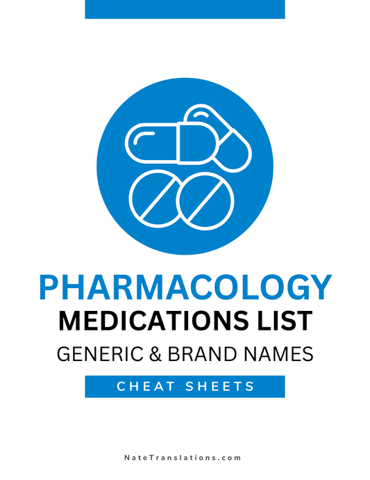 Medications List Cheat Sheets (Digital Download)