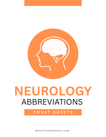Neurology Abbreviations  Medical Terms Cheat Sheets (Digital Download)