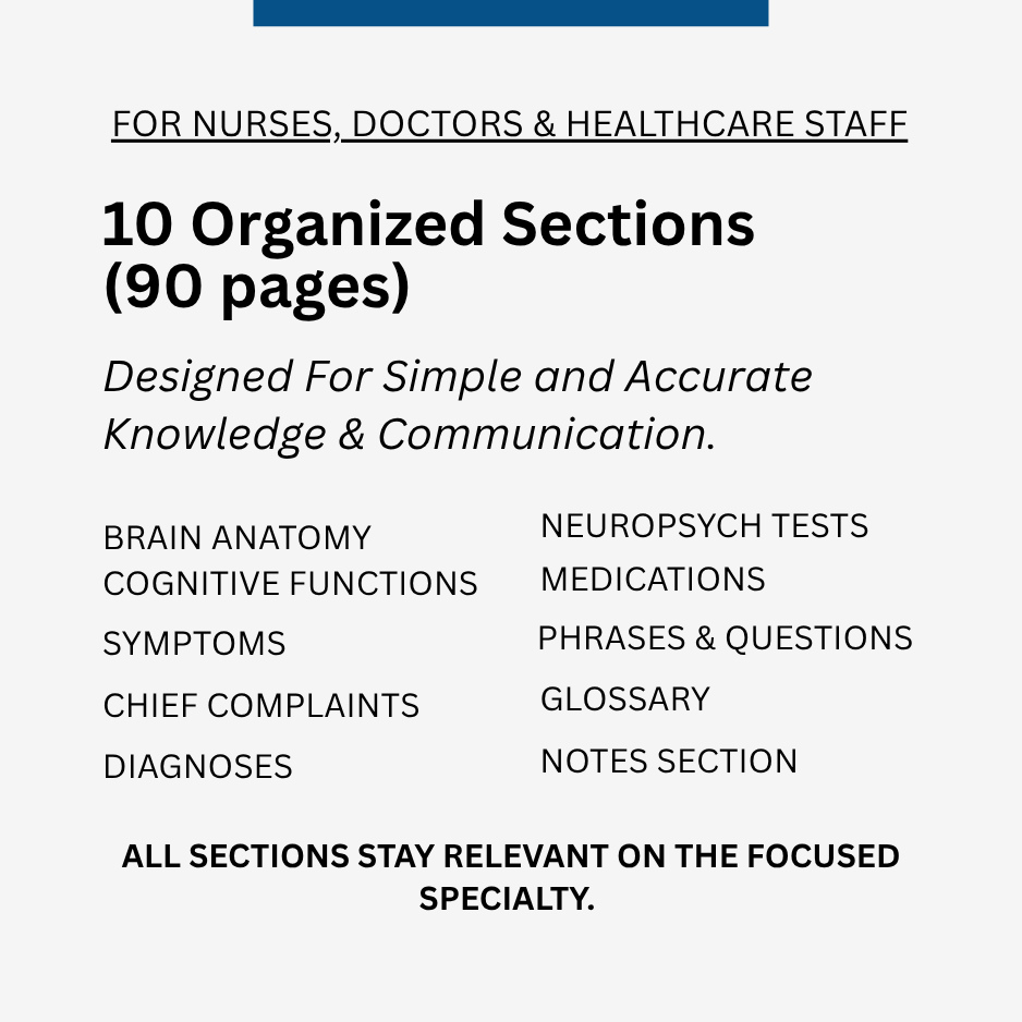 Neuropsychology Medical Terminology: A Simple Reference Guide (English & Spanish)