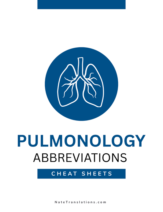 Pulmonology Medical Abbreviations Cheat Sheets (Digital Download)