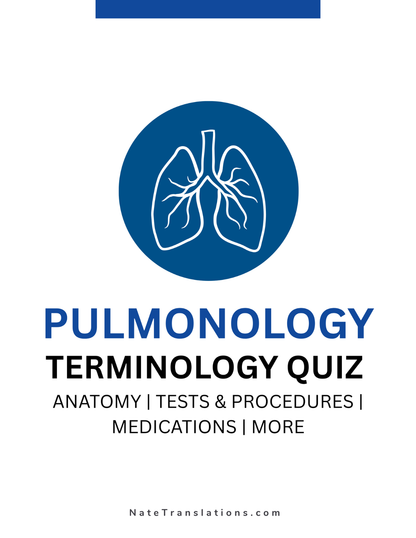 Pulmonology Terminology Quiz (Digital Download)